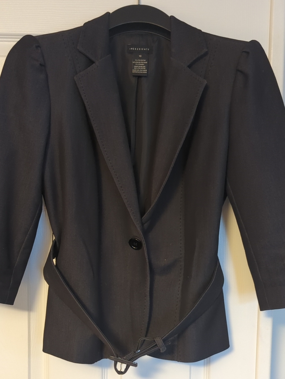 Jones New York Black Single-Button Tailored Blazer with Waist Tie